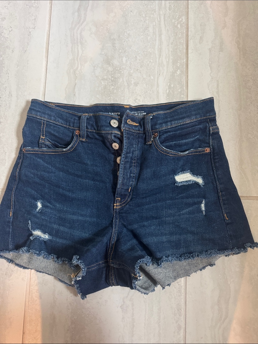 Old Navy Dark Blue Distressed Denim Shorts